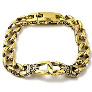NWOT 2/$20 Men's Alloy Interlocking Knot Bracelet Curb Chain, antique golden